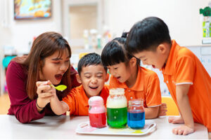 My First Skool Teacher Experimenting Colors With Students